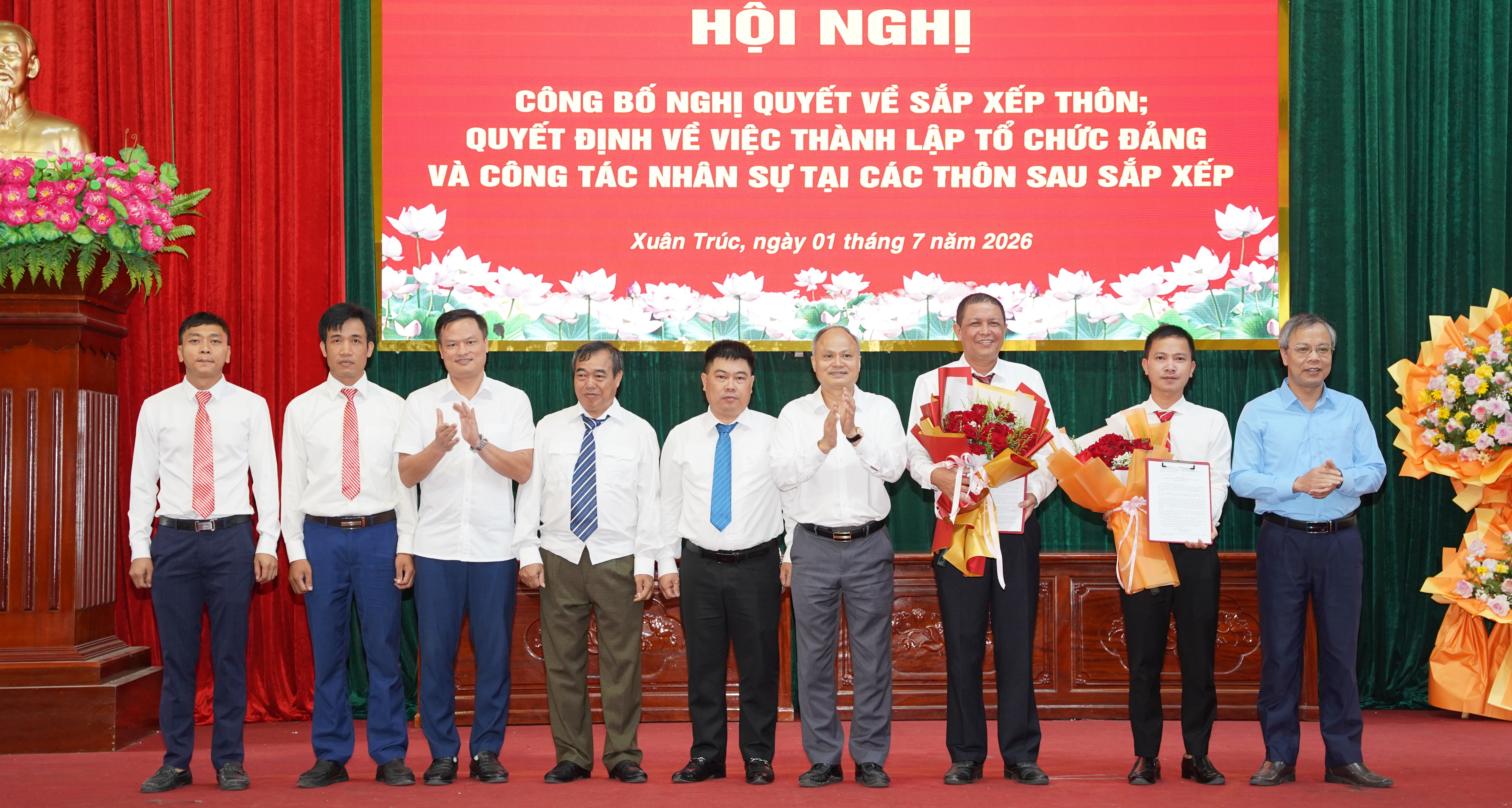 Xã Xuân Trúc tổ chức Hội nghị công bố Nghị quyết về sắp xếp thôn, thành lập tổ chức Đảng và công tác nhân sự tại các thôn sau sắp xếp
